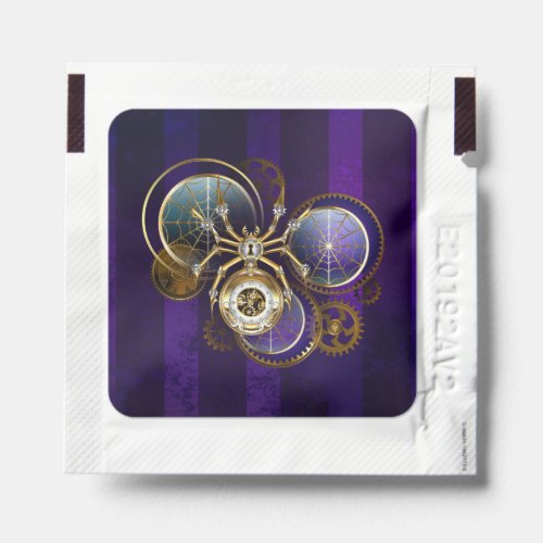 Steampunk Spider on Purple Background Hand Sanitizer Packet