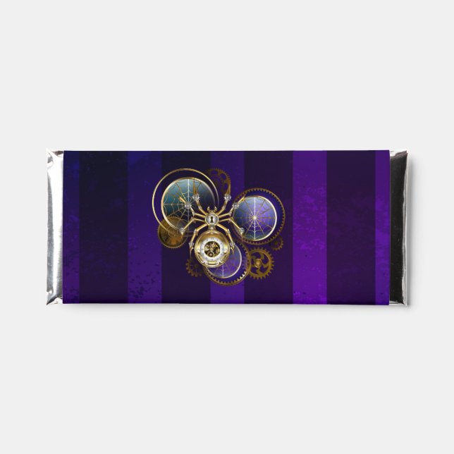 Steampunk Spider on Purple Background Hershey Bar Favors (Front)