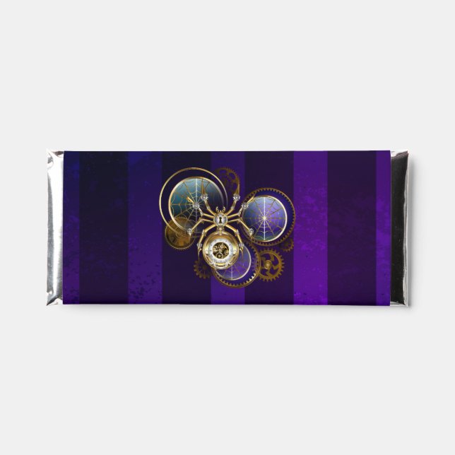 Steampunk Spider on Purple Background Hershey Bar Favors (Front)