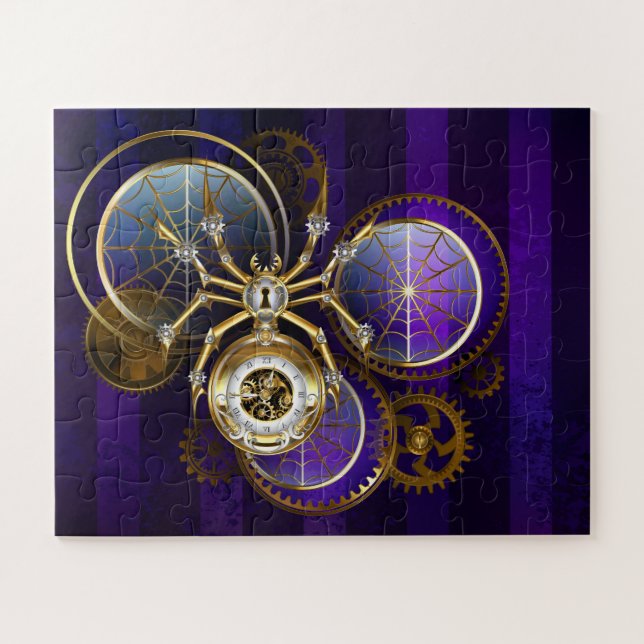 Steampunk Spider on Purple Background Jigsaw Puzzle (Horizontal)