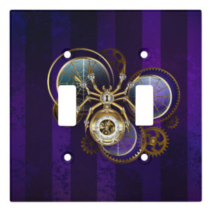 Steampunk Spider on Purple Background Light Switch Cover