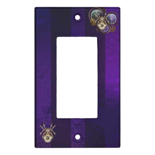 Steampunk Spider on Purple Background Light Switch Cover