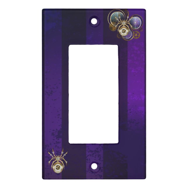 Steampunk Spider on Purple Background Light Switch Cover (Front)