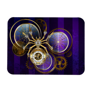 Steampunk Spider on Purple Background Magnet