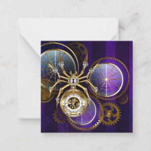 Steampunk Spider on Purple Background Note Card