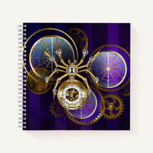 Steampunk Spider on Purple Background Notebook