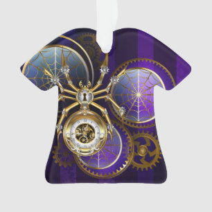 Steampunk Spider on Purple Background Ornament