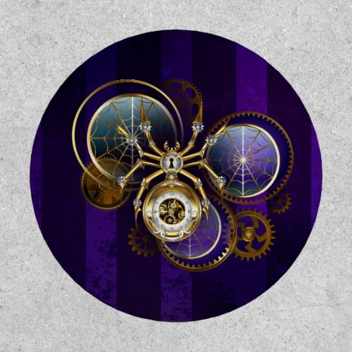 Steampunk Spider on Purple Background Patch