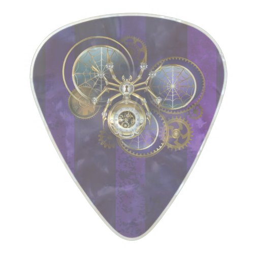 Steampunk Spider on Purple Background Pearl Celluloid Guitar Pick