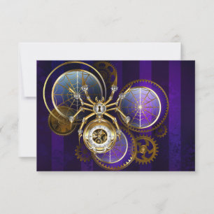 Steampunk Spider on Purple Background Save The Date