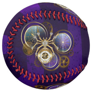 Steampunk Spider on Purple Background Softball