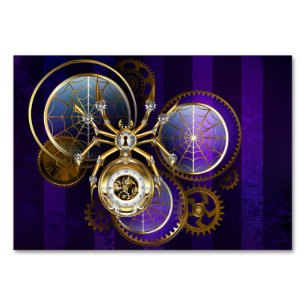 Steampunk Spider on Purple Background Table Number