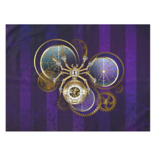 Steampunk Spider on Purple Background Tablecloth