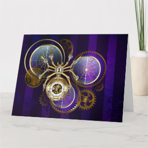 Steampunk Spider on Purple Background Thank You Card