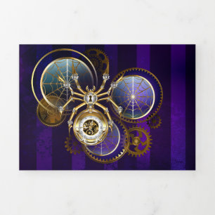 Steampunk Spider on Purple Background Tri-Fold Program