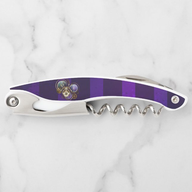 Steampunk Spider on Purple Background Waiter's Corkscrew (Front)