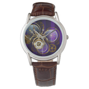 Steampunk Spider on Purple Background Watch