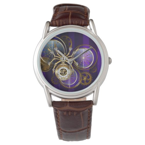 Steampunk Spider on Purple Background Watch