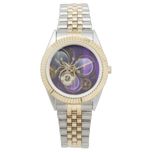 Steampunk Spider on Purple Background Watch