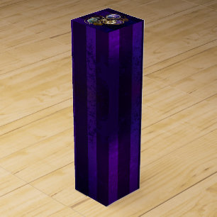 Steampunk Spider on Purple Background Wine Box