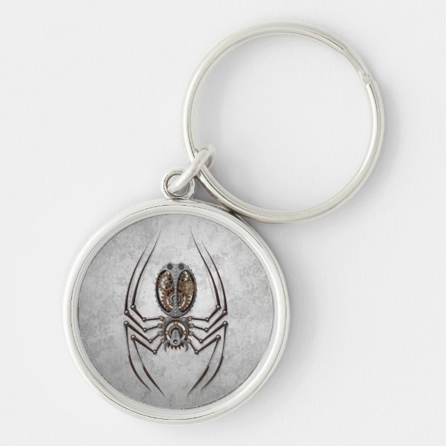 Steampunk Spider on Rough Steel Keychain (Front)