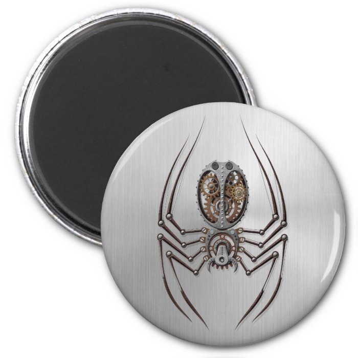 Steampunk Spider with Stainless Steel Effect Fridge Magnets