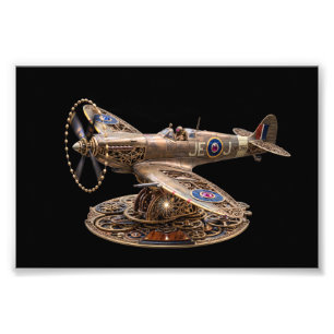 Steampunk Spitfire Mechanical Fighter Plane Photo Print