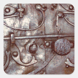Steampunk Steel Door Pattern, Metal, Rivets, Cool Square Sticker