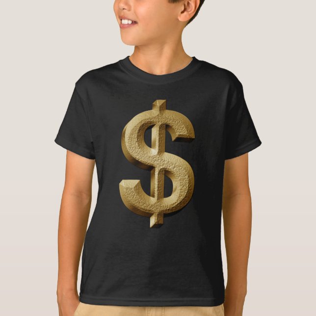 Steampunk Stone Carved Dollar Sign Money Symbol T-Shirt (Front)