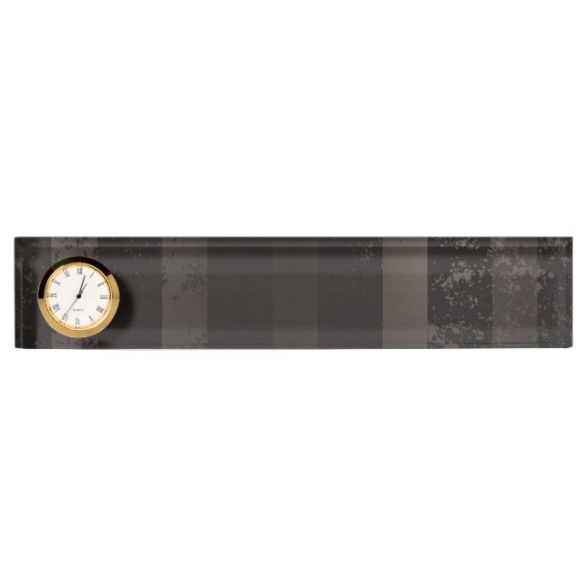 Steampunk striped brown background desk name plate (Front)