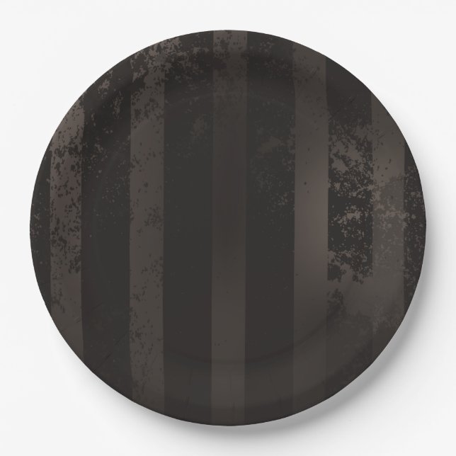 Steampunk striped brown background paper plates (Front)