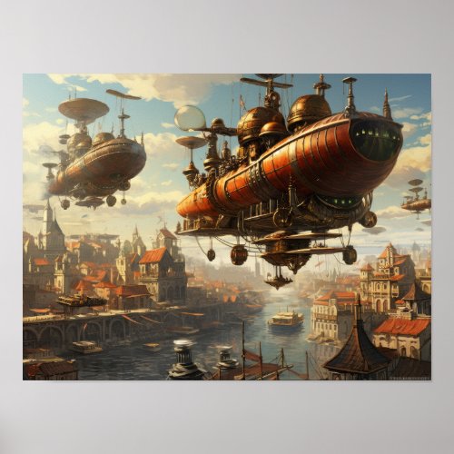 Steampunk Style Airships and Zeppelins Poster