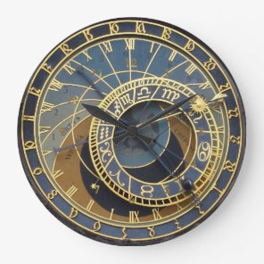 Steampunk style astronimical prague large clock