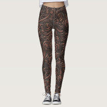 Steampunk Style Cool Science Fiction Copper Swirls Leggings Steampunk Style Cool Science Fiction Copper Swirls Leggings