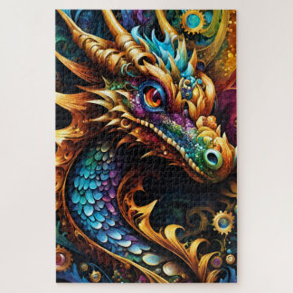 Steampunk-style dragon jigsaw puzzle