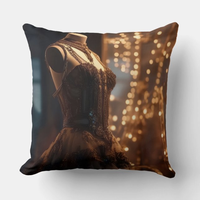 Steampunk Style Dress Throw Pillow (Front)