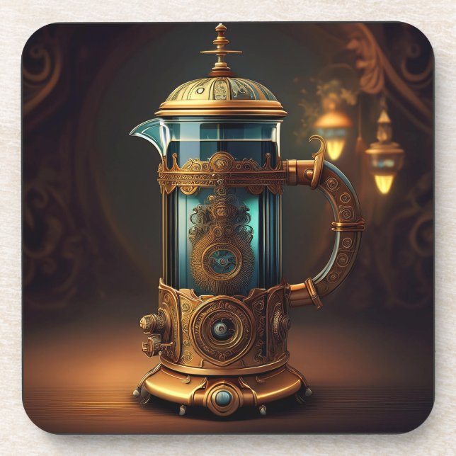 Steampunk Style French Press Beverage Coaster (Front)