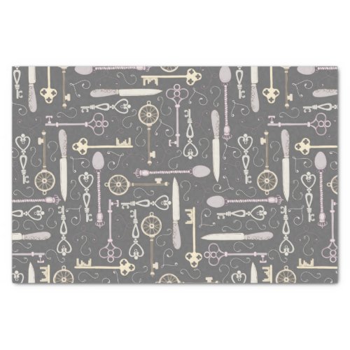 Steampunk style key pattern tissue paper