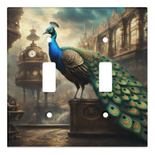 steampunk style peacock light switch cover