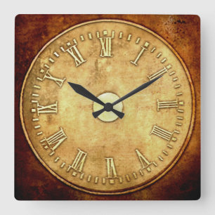 Steampunk Style Rust Edged Square Wall Clock