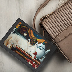 Steampunk Submarine Cat Tea Tri-fold Wallet