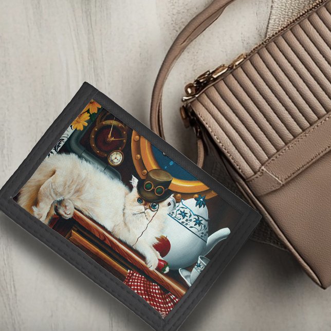 Steampunk Submarine Cat Tea Tri-fold Wallet (Creator Uploaded)