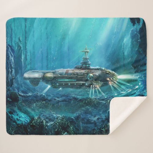 Steampunk Submarine Medium Sherpa Fleece Blanket