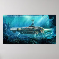 Steampunk Submarine Poster