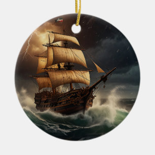 Steampunk Submersible Ocean-liner Ceramic Ornament