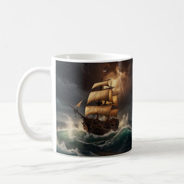 Steampunk Submersible Ocean-liner Coffee Mug (Left)