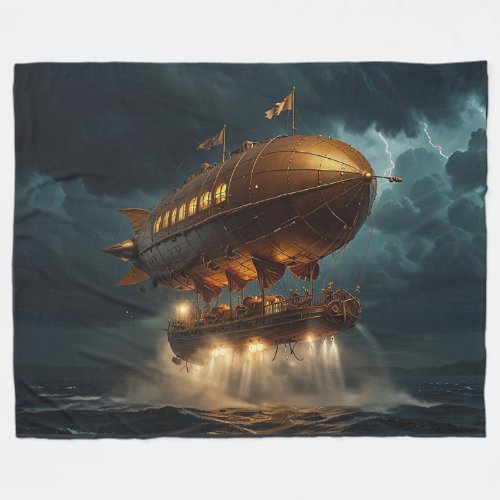 Steampunk Submersible Ocean_liner Fleece Blanket