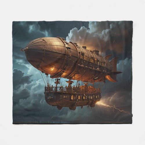 Steampunk Submersible Ocean_liner Fleece Blanket