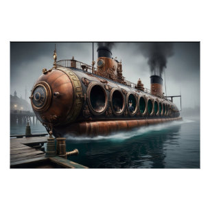 Steampunk Submersible Ocean-liner Poster