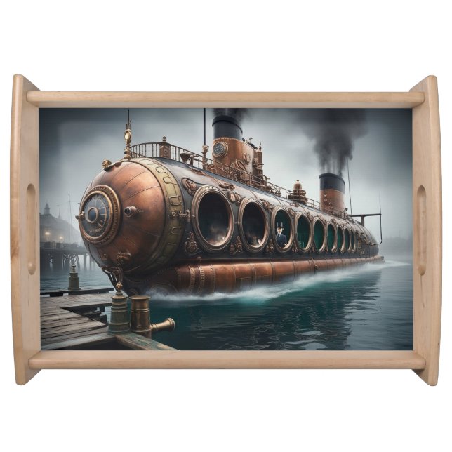 Steampunk Submersible Ocean-liner Serving Tray (Front)